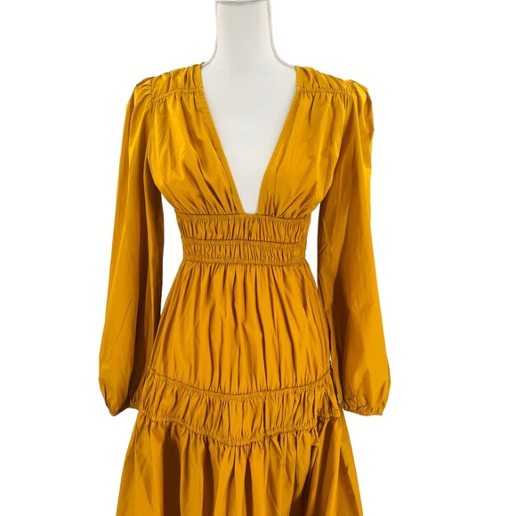 Petal & Pup NEW Dani Long Sleeve Cotton Maxi Dress in Mustard Yellow Size XS - Picture 5 of 12